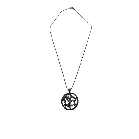 Sterling Silver 925 Chain‎ Crystal Pink Stone Pendant Necklace Vintage - Picture 1 of 5